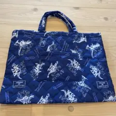 恐竜柄キルティング手提げバッグ　レッスンバッグ