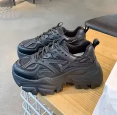 黒 厚底 スニーカー 靴 アリエク AliExpress