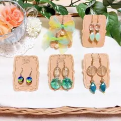 ピアスセットＪ　グリーン系 ハンドメイドピアス　まとめ売り