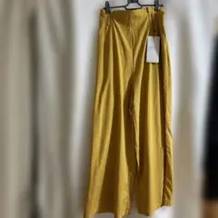 イエロー ワイドパンツ ゴムウエスト