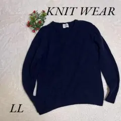 ニットウェア　Ｖネックニット　ブルー　LL レディース　a488