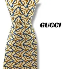 【7242】良品！グッチ　ネクタイ　クリーム色系.