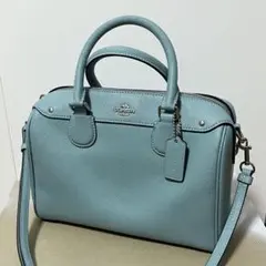 コーチ✨️2way ショルダーバッグ ドーム型 サッチェル レザー 青緑 