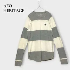 AEO アメリカンイーグル ヘリテージ サーマル 長袖 トップス ボーダー XS