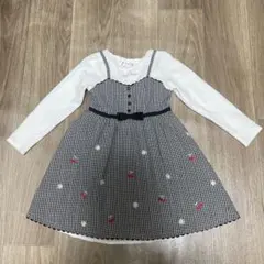 メゾピアノ　チェック柄長袖ワンピース 120cm