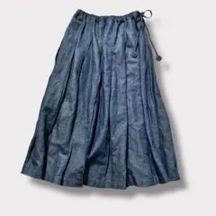 nop de nod リネンコットン　デニム プリーツ スカート　M