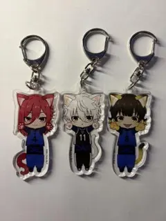 ブルーロック のび猫アクリルキーホルダー ３つセット 千切豹馬 凪誠士郎 蜂楽廻