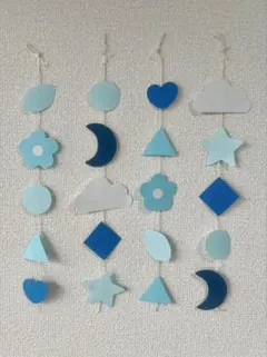 推し活 青 水色 ペーパーガーランド 壁面飾り