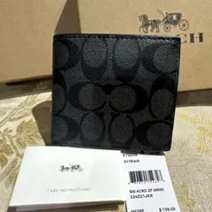 コーチ アウトレットブラック 二つ折り財布 F75006
