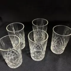 カットクリスタルガラスコップ　 5個セット　グラス　コップ