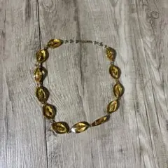 3F 【美品】ヴィンテージ 琥珀色 貝殻閉じ込め ネックレス 樹脂 レトロ 希少