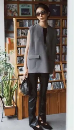 ミラオーウェン キーネックコクーンプルベスト グレー　サイズ0