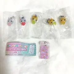 フワフワらびちゃん　めじるしアクセサリー　タイルシールミニチュアチャーム　6点