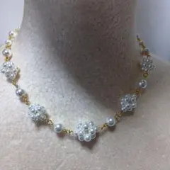 ハンドメイド、ビーズパールのネックレス