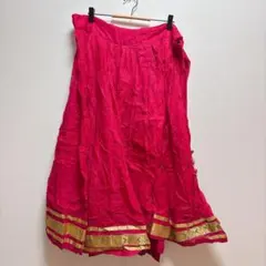 1点物✨ピンク フレアスカート 金色 ロングスカート ヴィンテージ