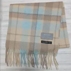 BUYER バイヤー マフラー カシミヤ 100% チェック柄 ベージュ 水色