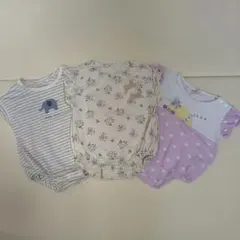 3点セット ベビー ロンパース 묶음 판매 パープル 70 新生児 女の子