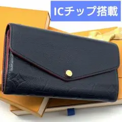 美品 ルイヴィトン モノグラムアンプラント ポルトフォイユ サラ 財布 ネイビー