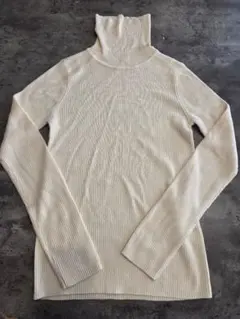 GU リブタートルネックセーター M アイボリー ホワイト