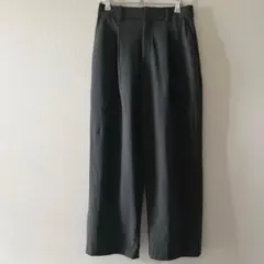 【ユニクロ】タックワイドパンツ スラックス オフィスカジュアル Mダークグレー
