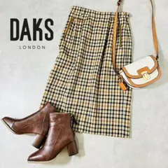 【美品】DAKS ウールチェックタイトスカート／英国調クラシック／9号相当