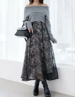 MAJESTIC LEGON フラワーオフショルドッキングワンピース　M