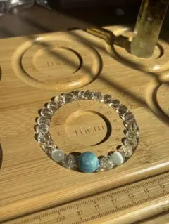 大粒ラリマー×多面カット水晶×クラック水晶×ムーンストーン天然石ブレスレット