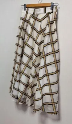 【美品】Mystrada　フレアチュールスカート　刺繍　チェック　マイストラーダ