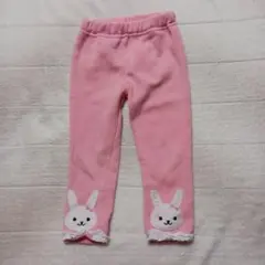 ウサギ刺繍フリースパンツ 100cm ピンク