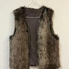 natural couture AWアイテム/ファーベスト 黒 茶