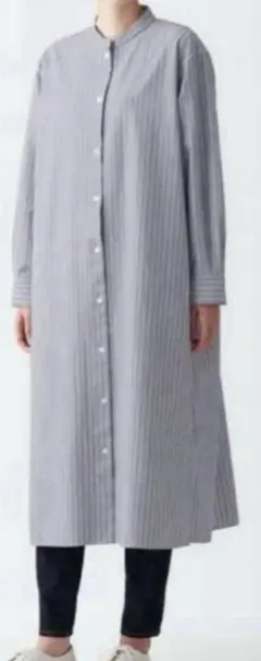 無印良品 洗いざらしオックススタンドカラーワンピース M〜Lサイズ