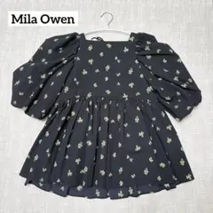 Mila Owen バックリボンバルーンスリーブチュニックブラック小花柄 1のサムネイル