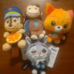 ぬいぐるみ マスコット 4点セット　パウパト　ズートピア