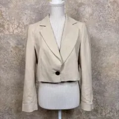 ZARA リネン風ショート丈テーラードジャケット ベージュ USAサイズM