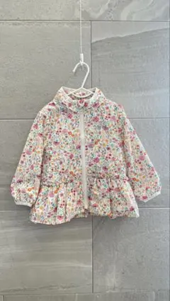 【美品】90cm petit main 花柄フリルアウター