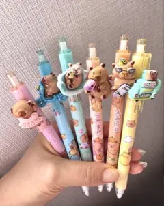 カピバラキャラクター付きシャーペン　6本セット0.5mm