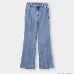 GU センタープレスセミフレアジーンズ ブルー デニム 3XL
