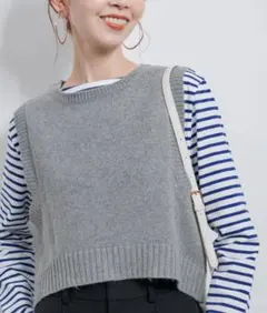 ロペピクニック グレー ノースリーブ ニット ベスト アンゴラ混