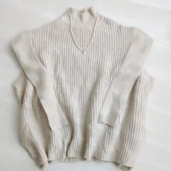 ノースリーブニット セーター ベスト ハイネック ワイドリブ レイヤード M