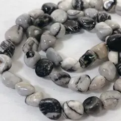 dp374/SALE！天然石◇ブラックウェブジャスパー　　タンブル1連