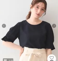 美品 index インデックス 袖フリル ブラウス ネイビー 半袖 Mのサムネイル