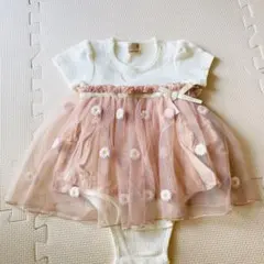 【美品】petit main サイズ80 ベビー　ドレス　花柄　結婚式　ピンク