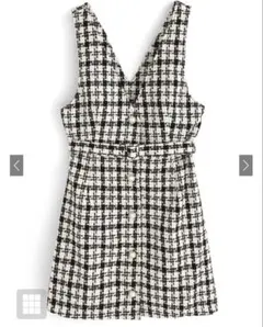 GRL ベルト付きチェック柄ツイードジャンパースカート