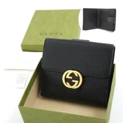 ✨Sランク・箱付き✨　GUCCI ミニ財布　インターロッキング　GGロゴ 黒色