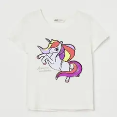 新品未使用＊ユニコーンリバーシブルスパンコールTシャツ135~140cm全身