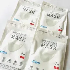エアリズム マスク ちいさめ M ホワイト 3枚入り 4点セット UNIQLO