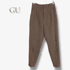 GU チェック柄 パンツ ブラウン系 きれいめ カジュアル 着回し スラックス