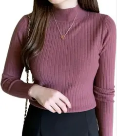 新品⭐︎長袖　タートルネック　ニットセーター　リブ　ハイネックセーター