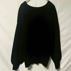 ドレスキップ 長袖 バックボタン ニット クルーネック L ブラック シンプルのサムネイル