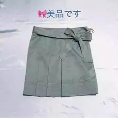 スカート 膝上丈 グリーン  リボン 美品のサムネイル